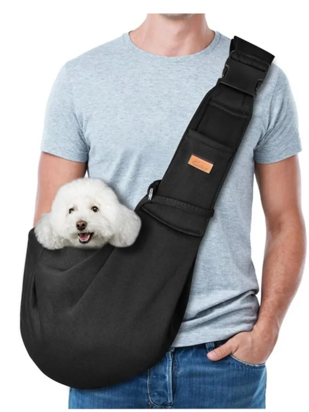 NWT CUBY BLACK GINGHAM DOG CAT PET TRAVEL SLING CARRY SMALL/MED PETS